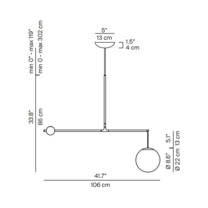 Malamata Pendant Light - line drawing.