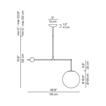 Malamata Pendant Light - line drawing.