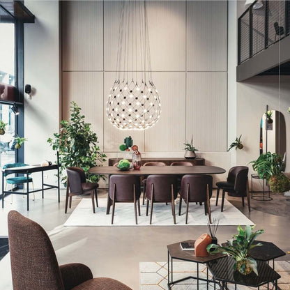 Mesh LED Pendant Light in living room.