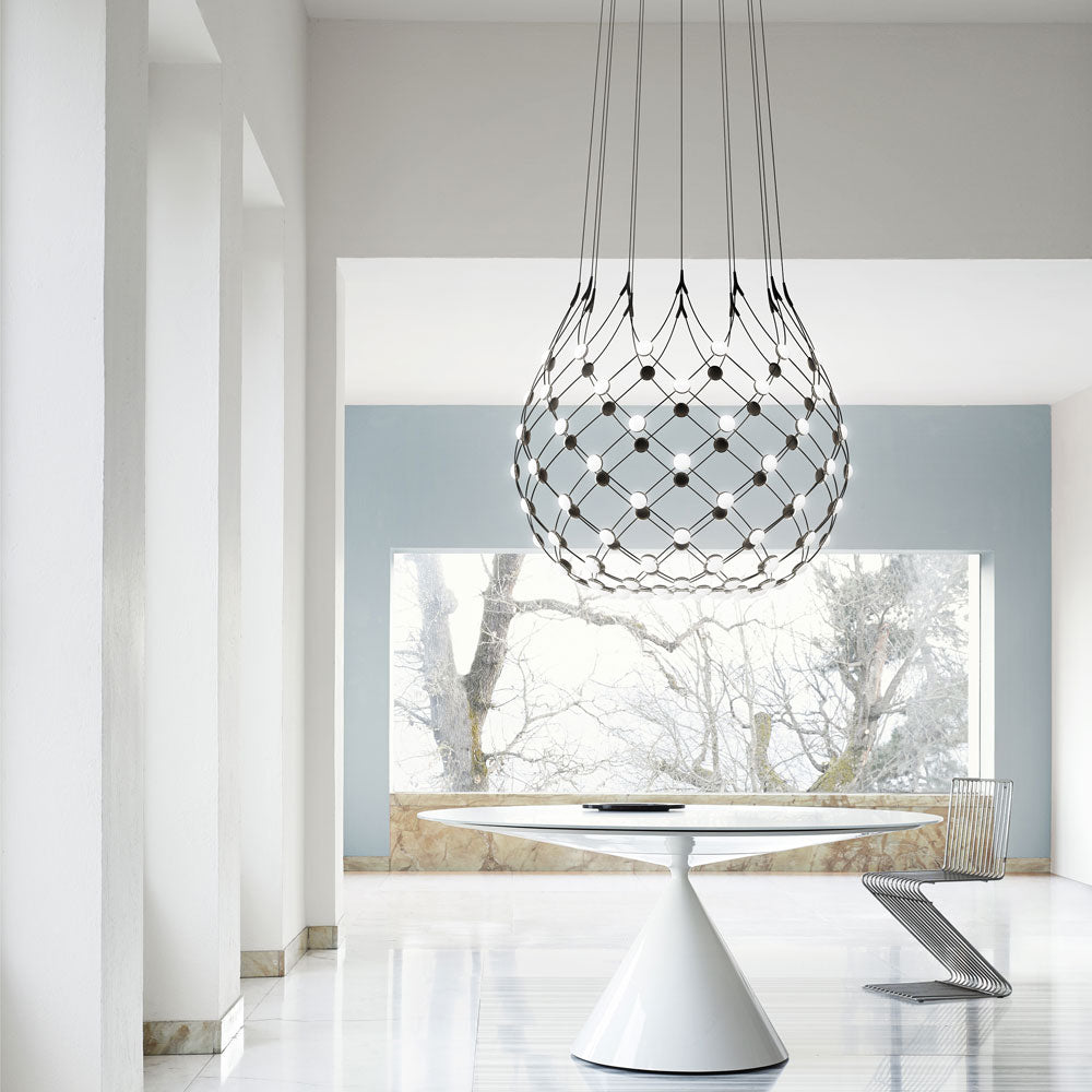 Mesh LED Pendant Light in living room.
