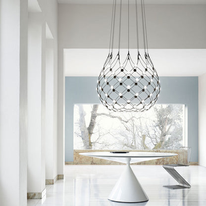 Mesh LED Pendant Light in living room.