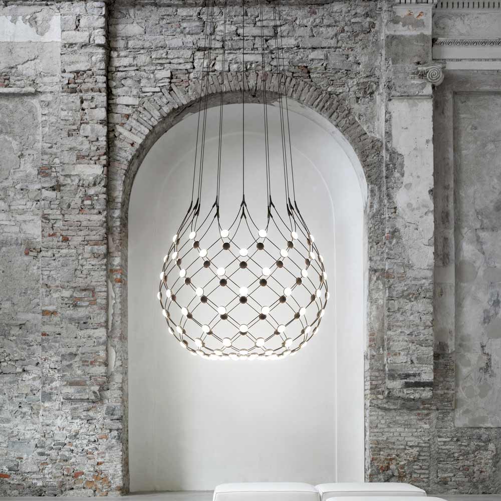 Mesh LED Pendant Light in living room.