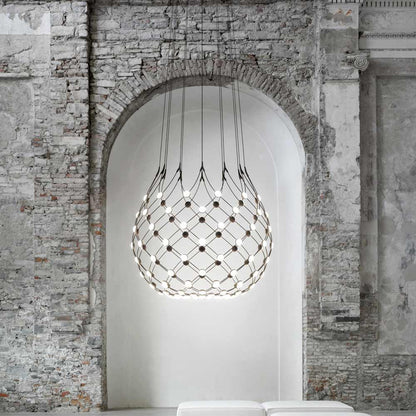 Mesh LED Pendant Light in living room.