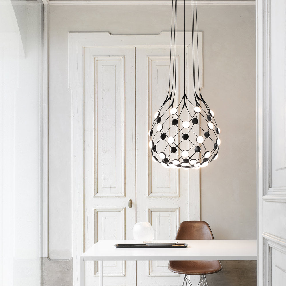 Mesh LED Pendant Light in living room.