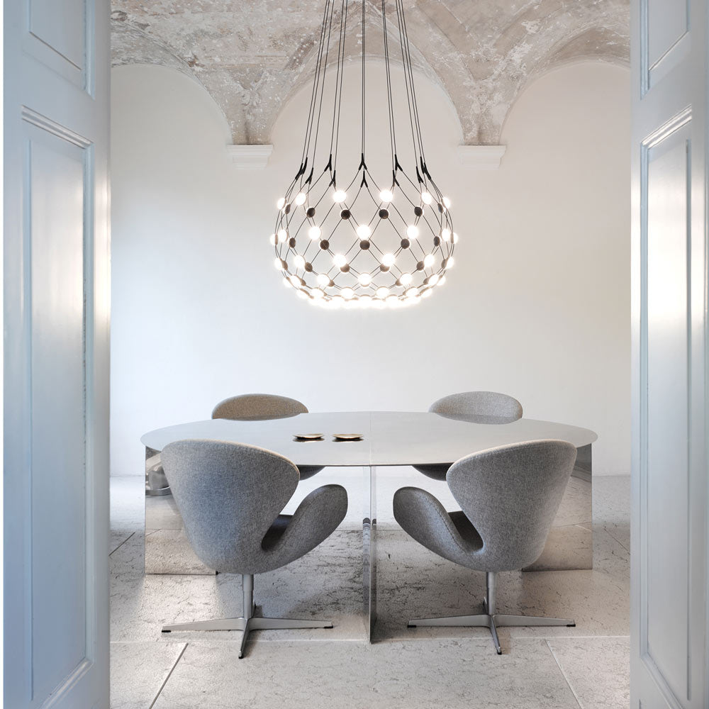 Mesh LED Pendant Light in living room.