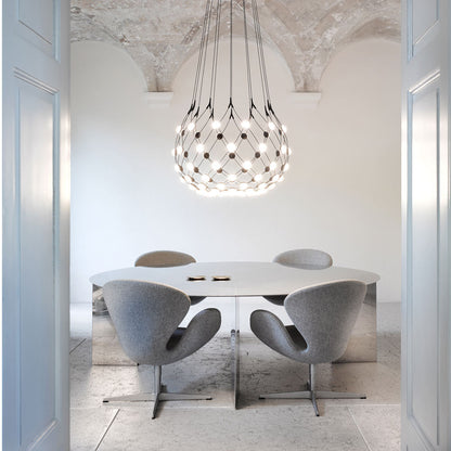 Mesh LED Pendant Light in living room.