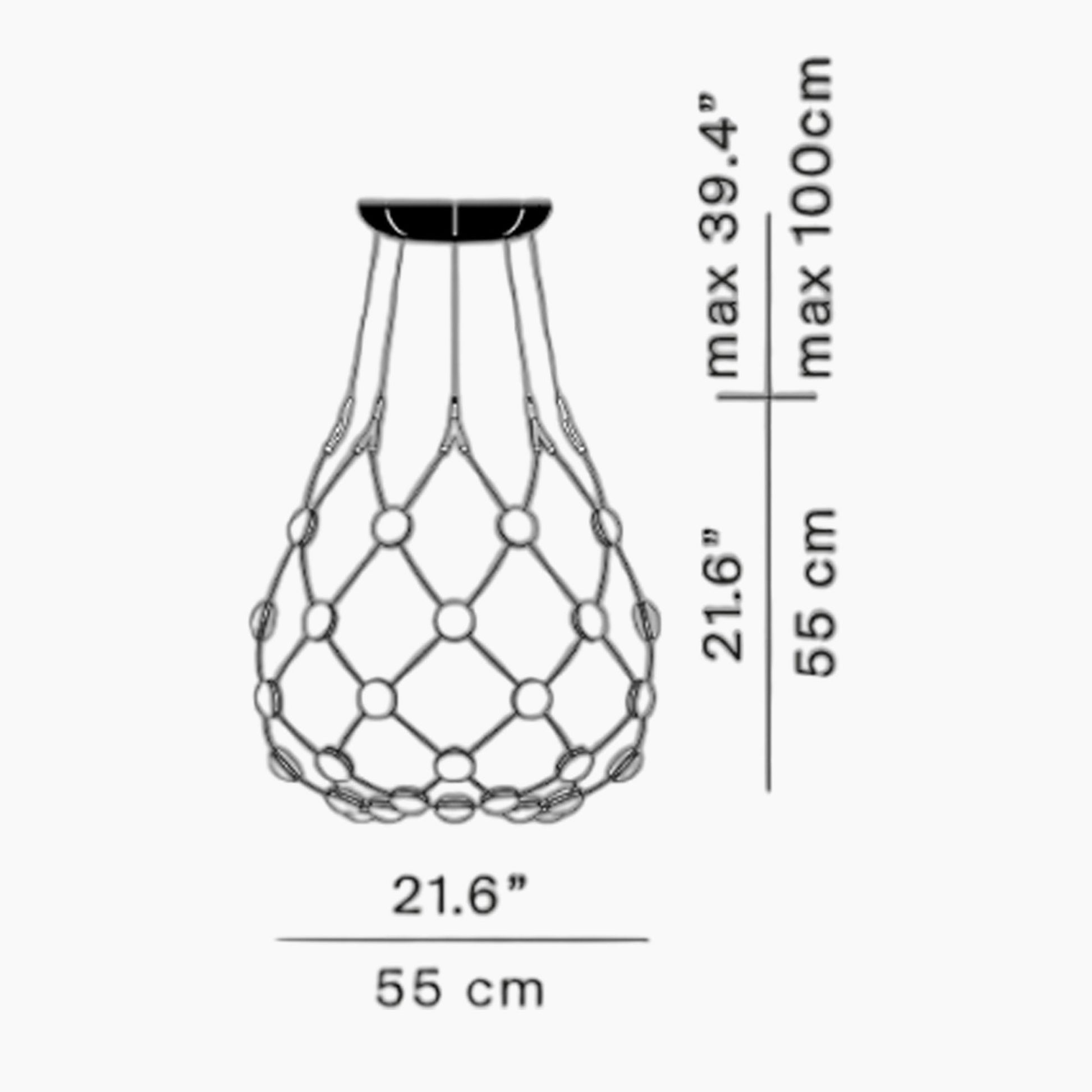 Mesh LED Pendant Light - line drawing.