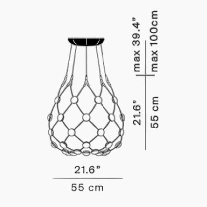 Mesh LED Pendant Light - line drawing.