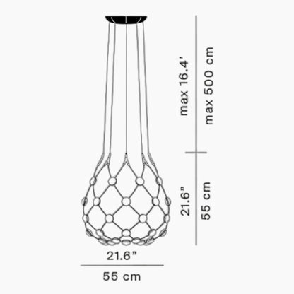 Mesh LED Pendant Light - line drawing.