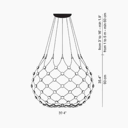 Mesh LED Pendant Light - line drawing.