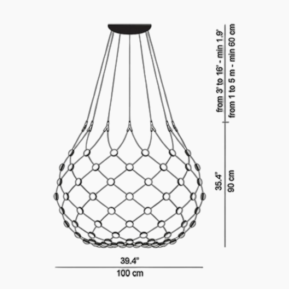 Mesh Wireless LED Pendant Light - line drawing.