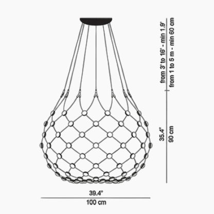 Mesh Wireless LED Pendant Light - line drawing.