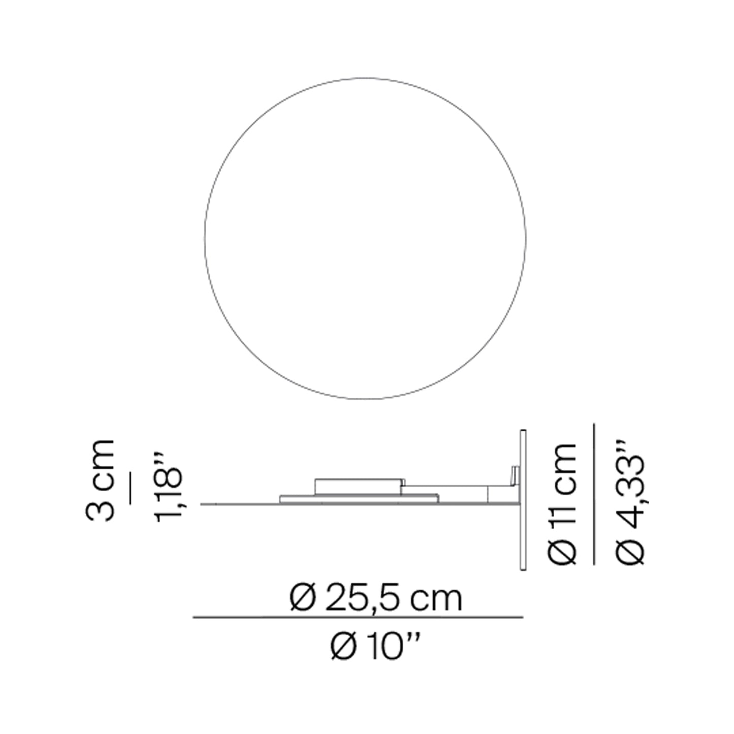 Millimetro LED Wall Light - line drawing.