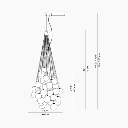 Stochastic LED Pendant Light - line drawing.