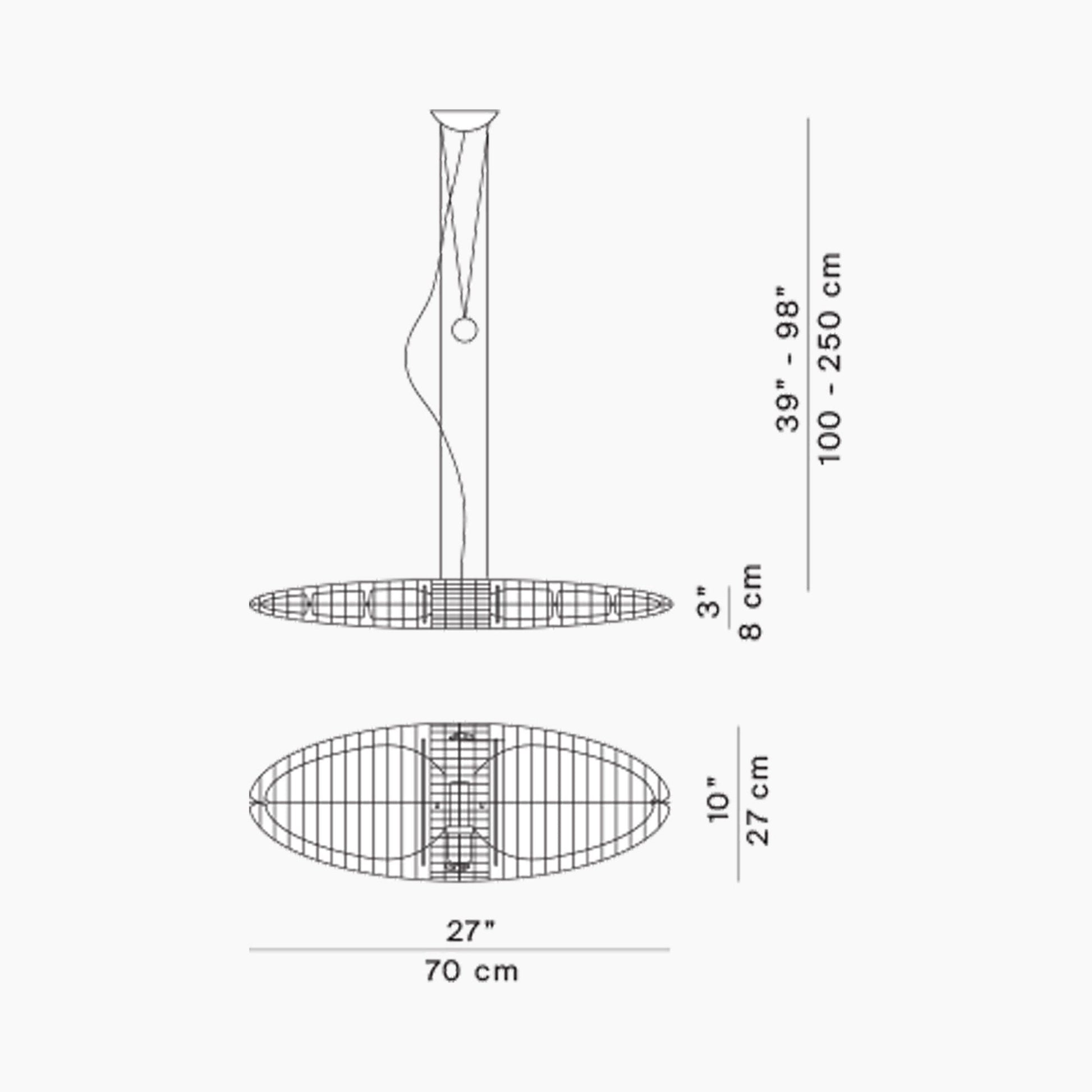 Titania Pendant Light - line drawing.