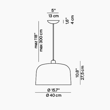 Zile Pendant Light - line drawing.