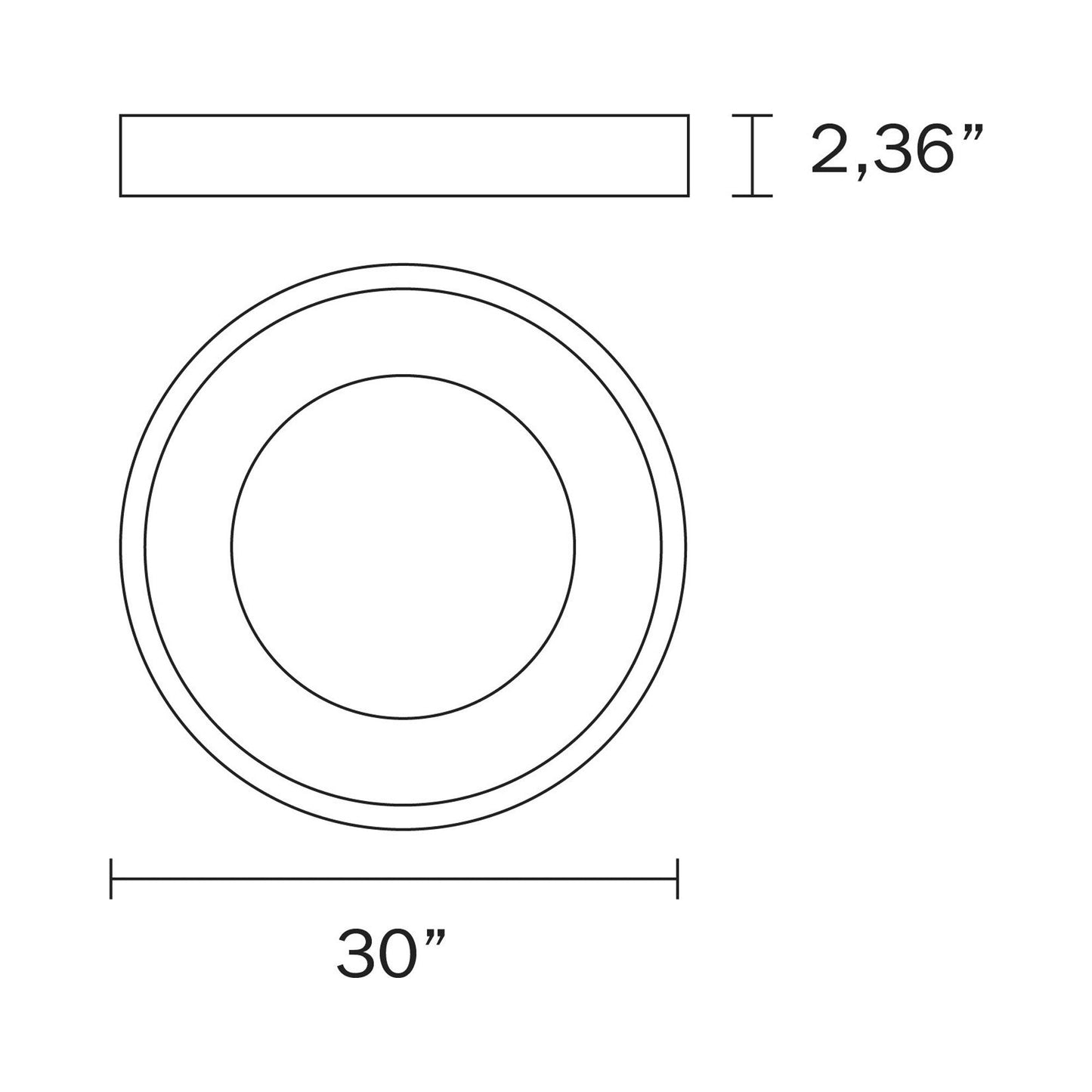 Alaska LED Flush Mount Ceiling Light - line drawing.