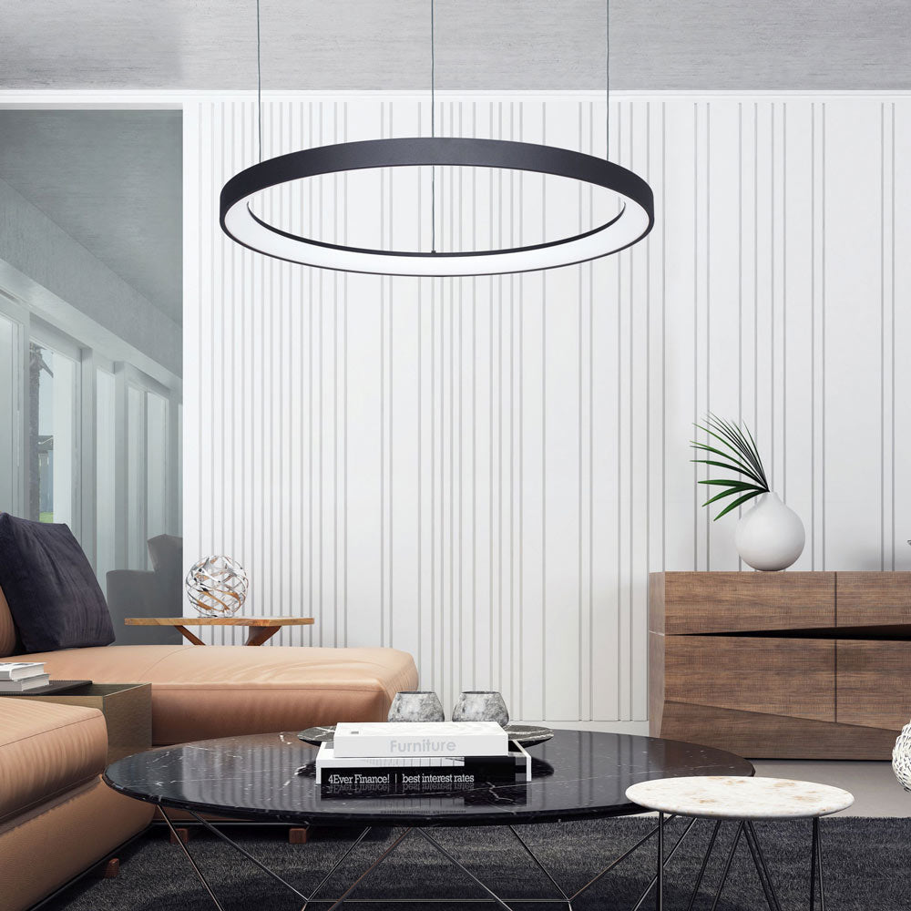 Alaska Ring LED Pendant Light in living room.