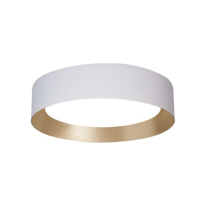 Barcelona LED Flush Mount Ceiling Light in Matte White/Champagne Gold (18-Inch).