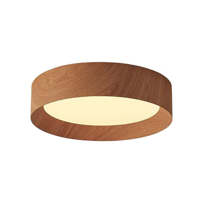 Barcelona LED Flush Mount Ceiling Light in Dark Wood (18-Inch).