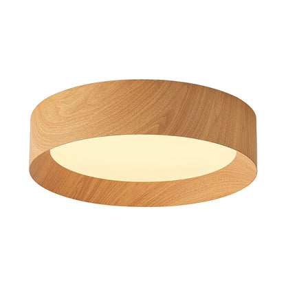 Barcelona LED Flush Mount Ceiling Light in Wood (24-Inch).