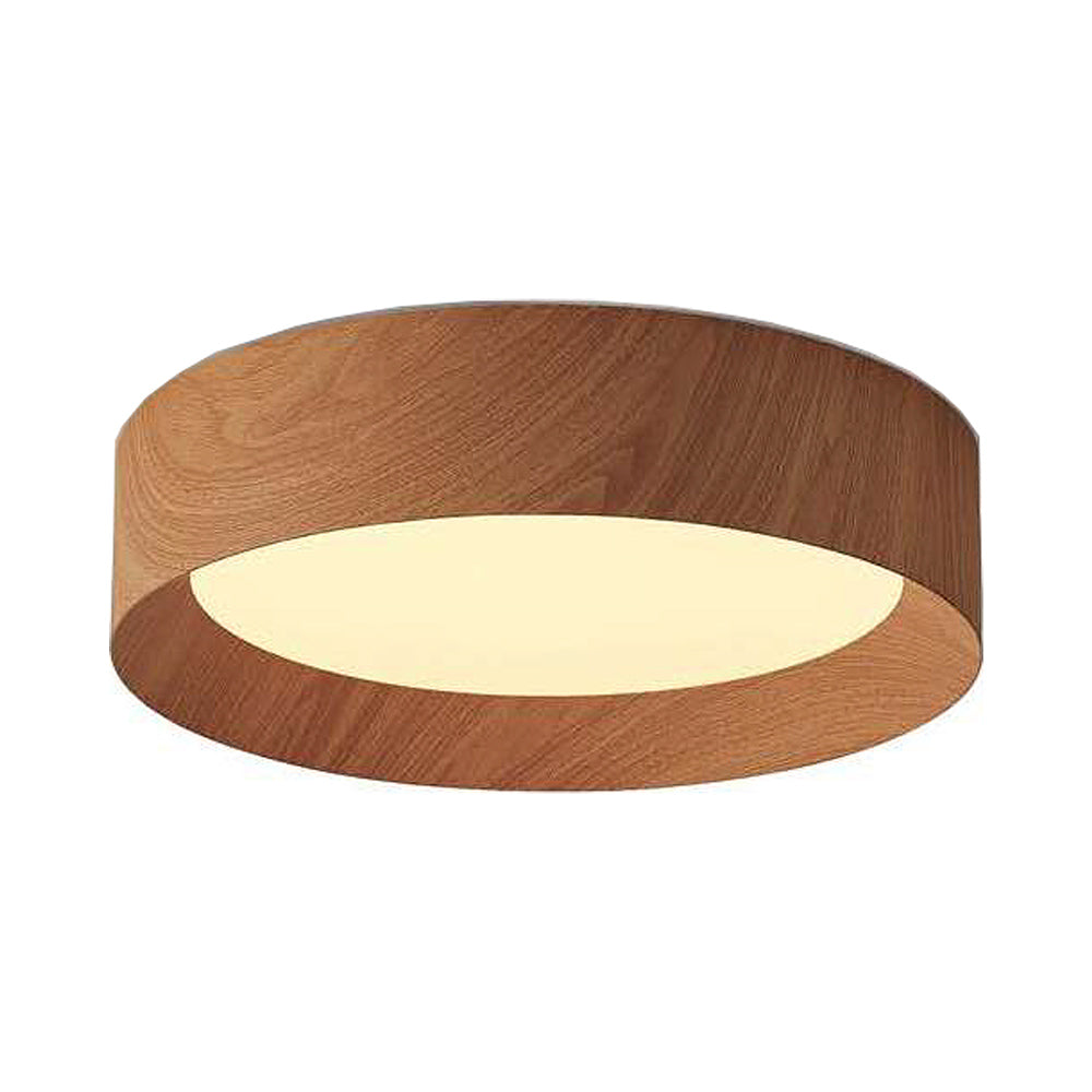 Barcelona LED Flush Mount Ceiling Light in Dark Wood (24-Inch).