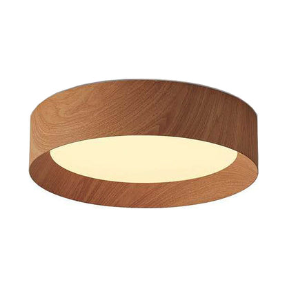 Barcelona LED Flush Mount Ceiling Light in Dark Wood (24-Inch).