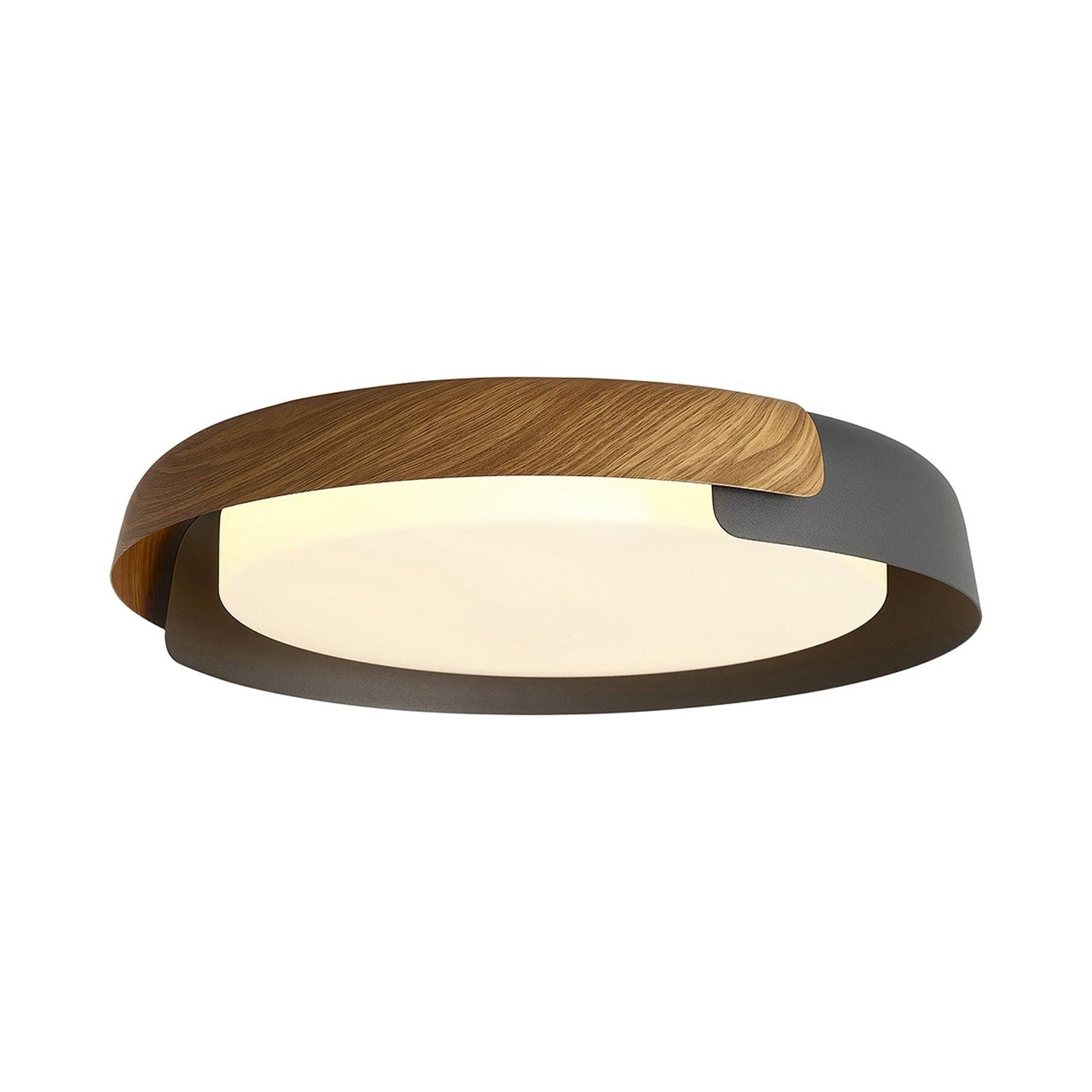 Brazil LED Flush Mount Ceiling Light in Matte Black/Dark Wood (Small).