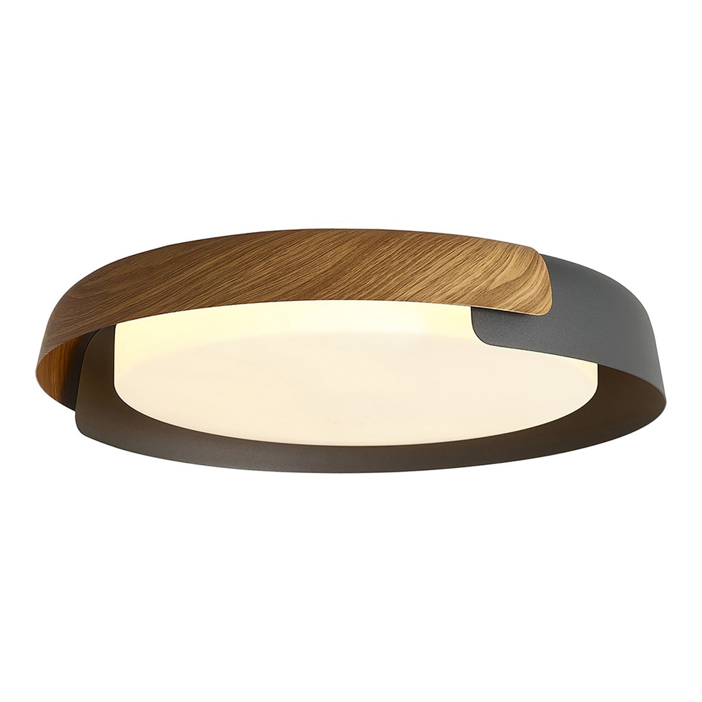 Brazil LED Flush Mount Ceiling Light in Matte Black/Dark Wood (Large).