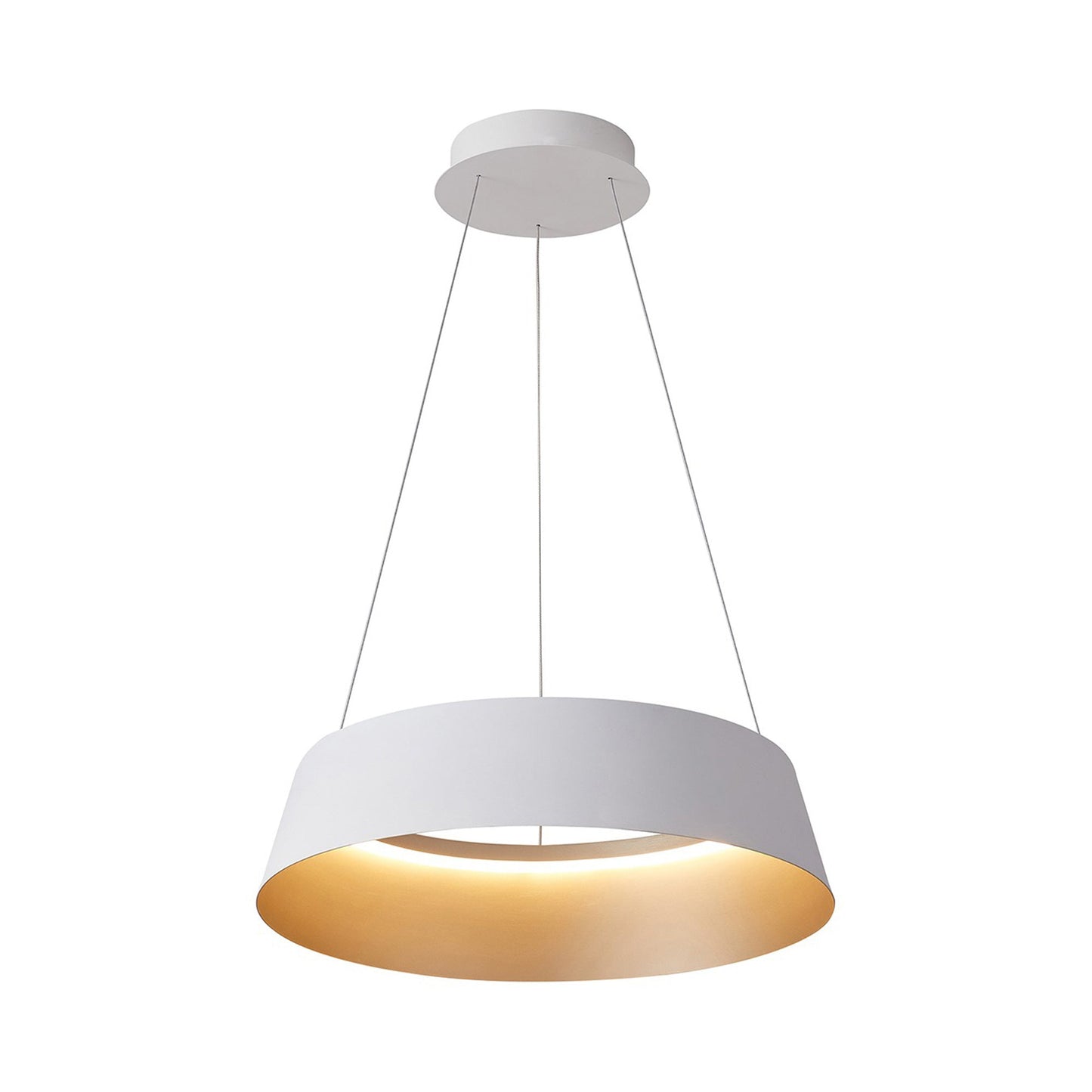 Buenos Aires LED Pendant Light in Matte White/Champagne Gold.