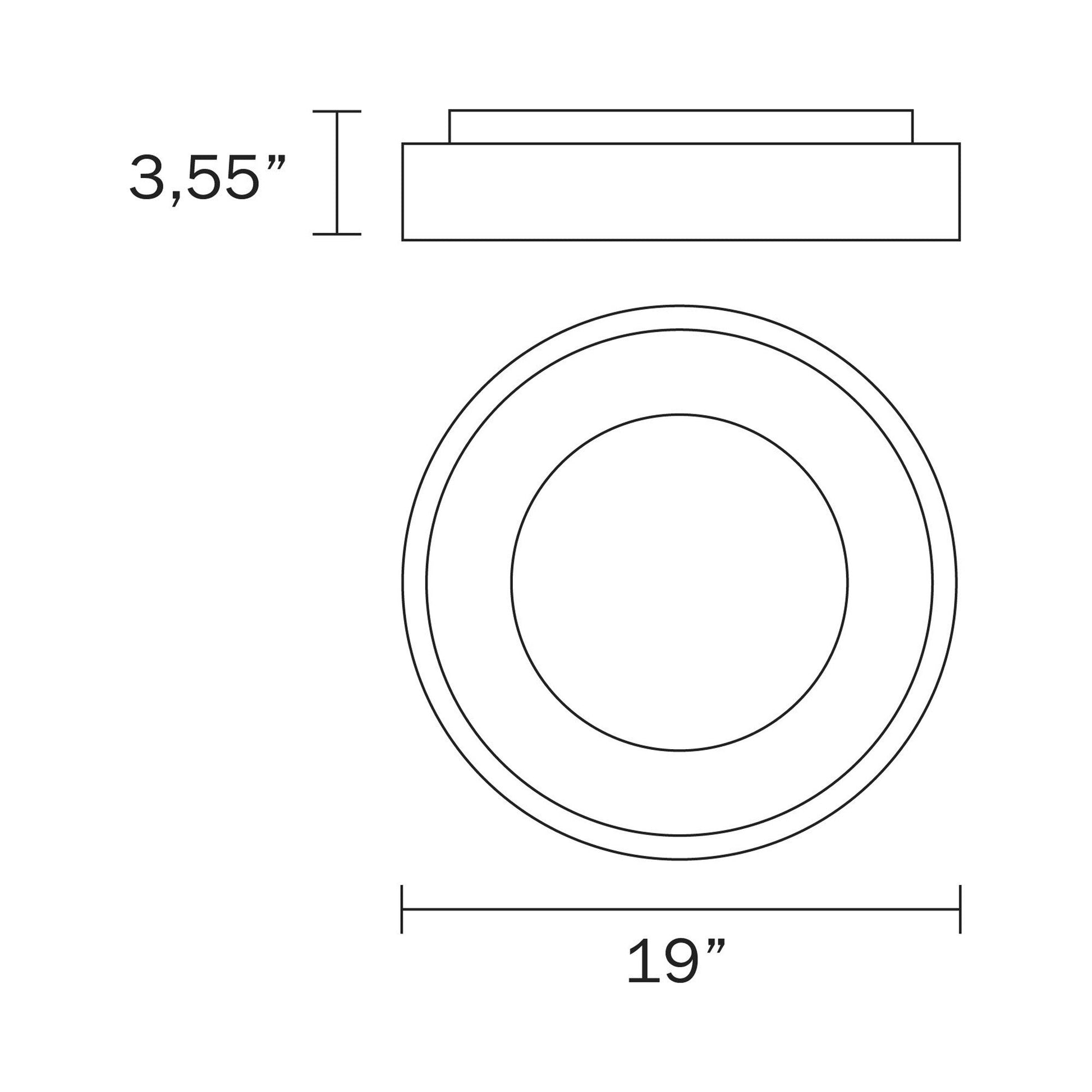 Chicago LED Flush Mount Ceiling Light - line drawing.