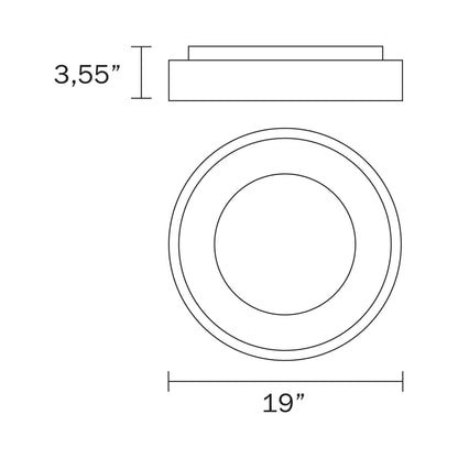 Chicago LED Flush Mount Ceiling Light - line drawing.