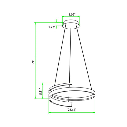 New York LED Pendant Light - line drawing.