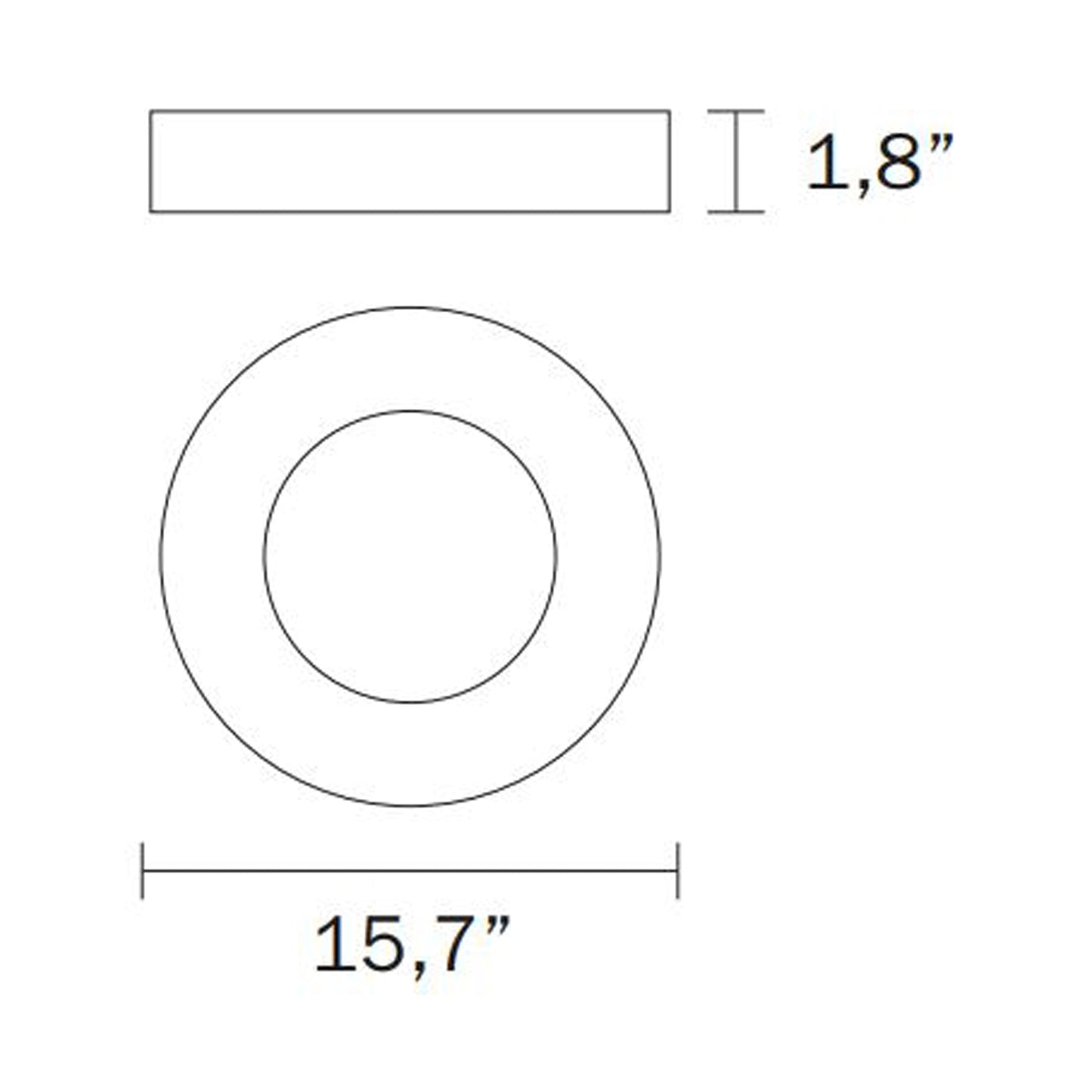 Quebec LED Flush Mount Ceiling Light - line drawing.