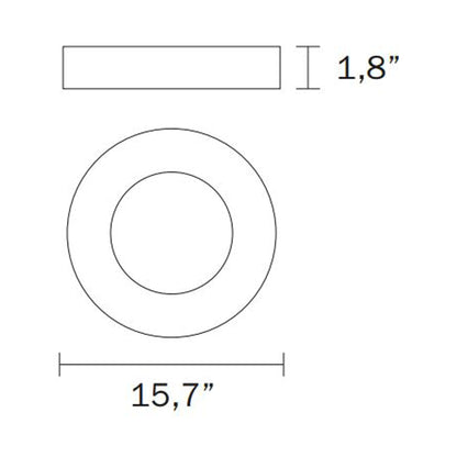 Quebec LED Flush Mount Ceiling Light - line drawing.