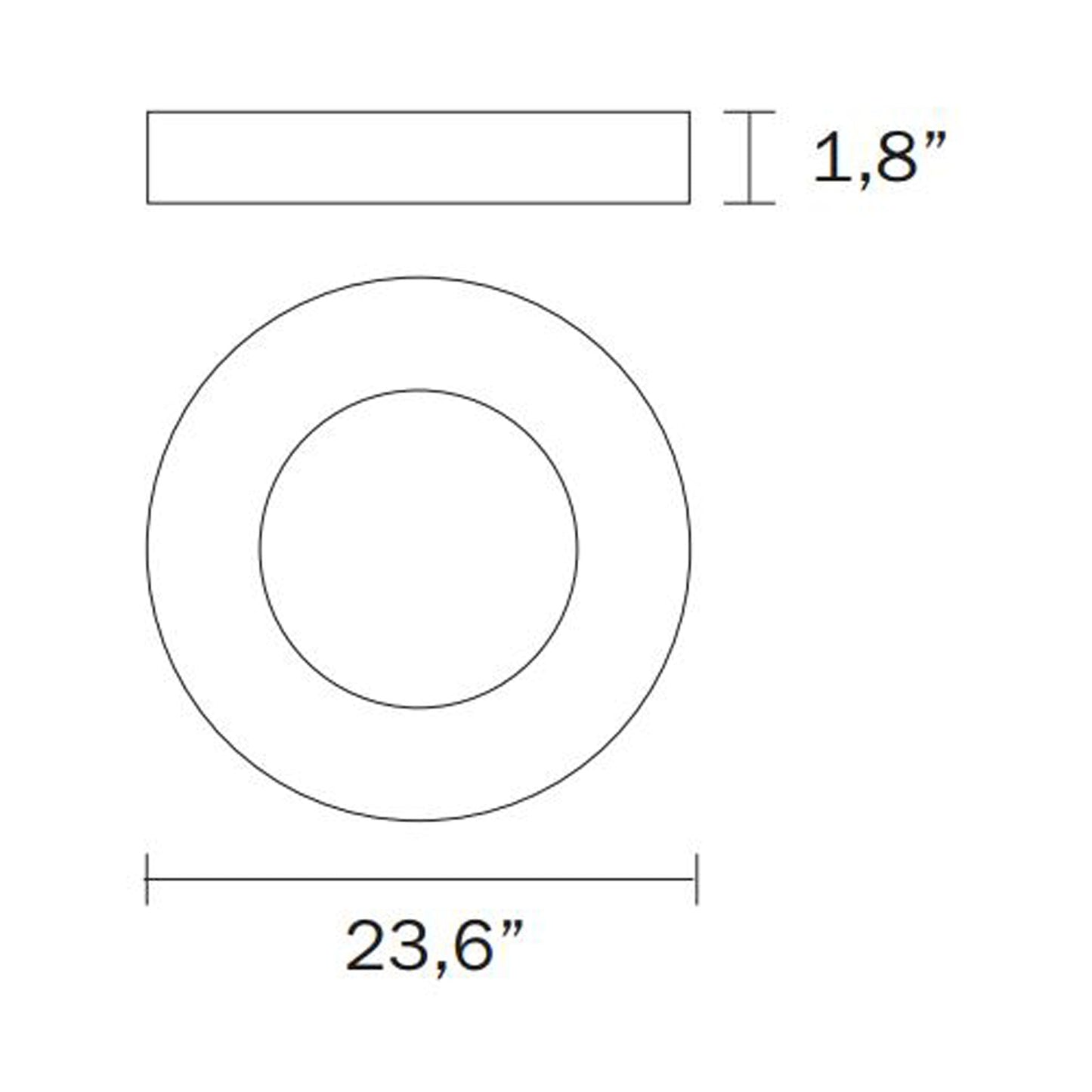 Quebec LED Flush Mount Ceiling Light - line drawing.