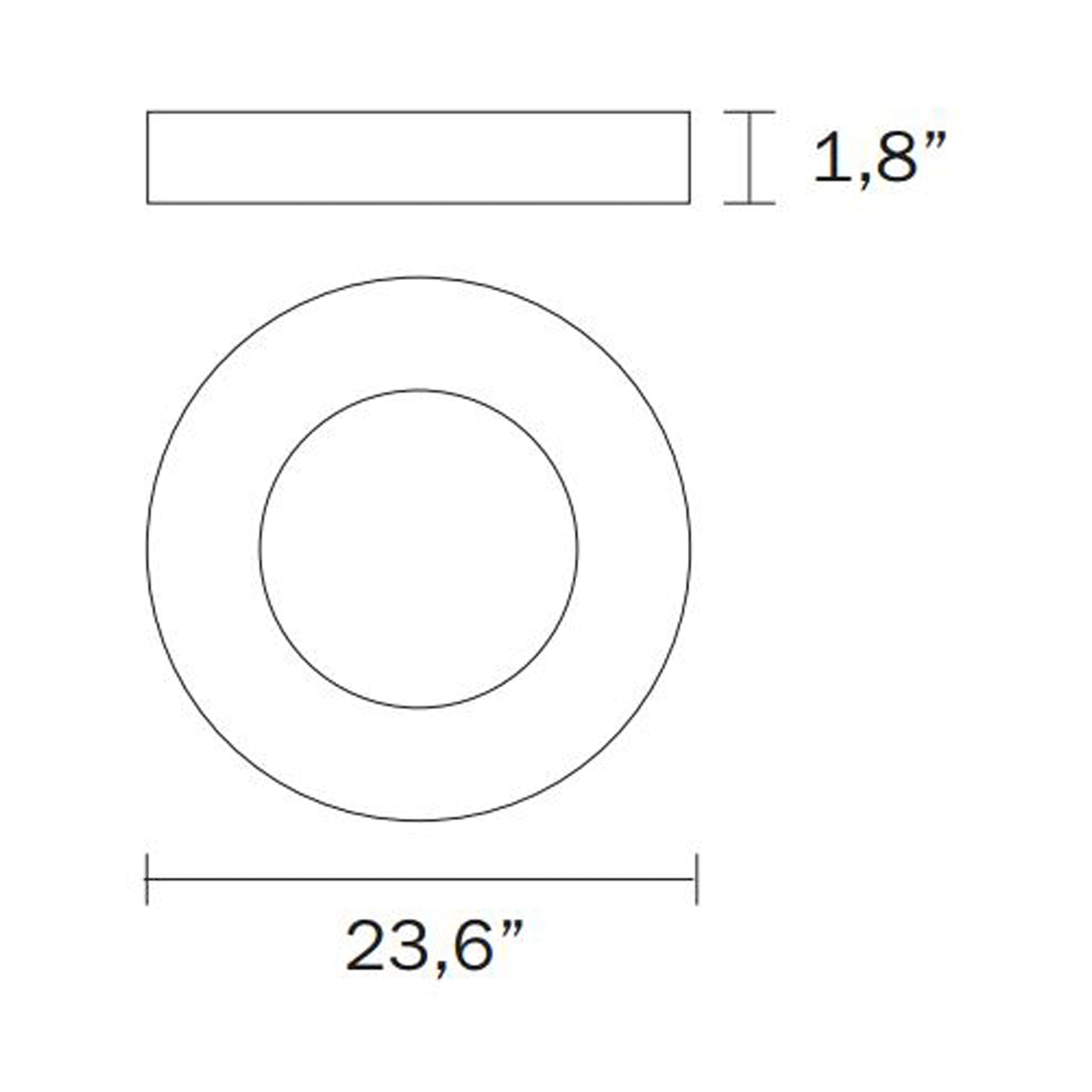 Quebec LED Flush Mount Ceiling Light - line drawing.