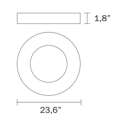 Quebec LED Flush Mount Ceiling Light - line drawing.