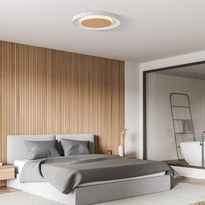 Quebec Magnetic LED Flush Mount Ceiling Light in bedroom.