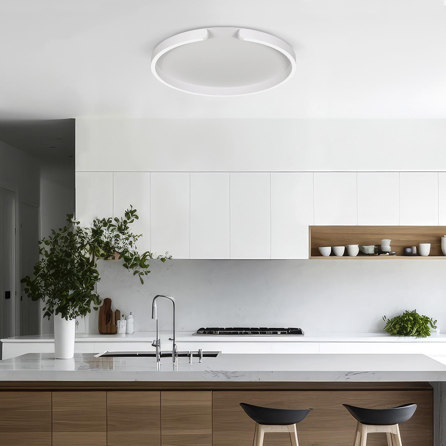 Tokio LED Flush Mount Ceiling Light in kitchen.