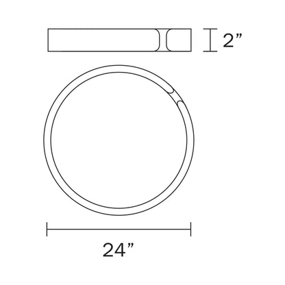 Tokio LED Flush Mount Ceiling Light - line drawing.