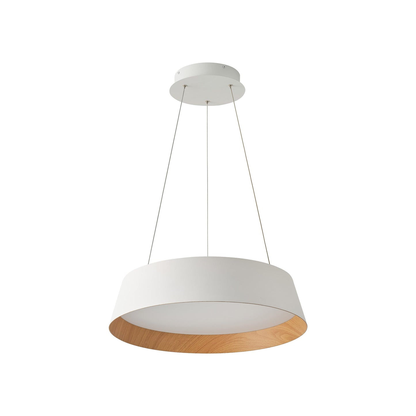 Toronto LED Pendant Light in Matte White/Painted Wood (16.5-Inch).