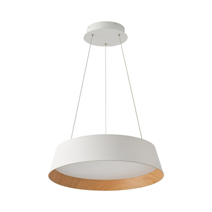 Toronto LED Pendant Light in Matte White/Painted Wood (21.3-Inch).