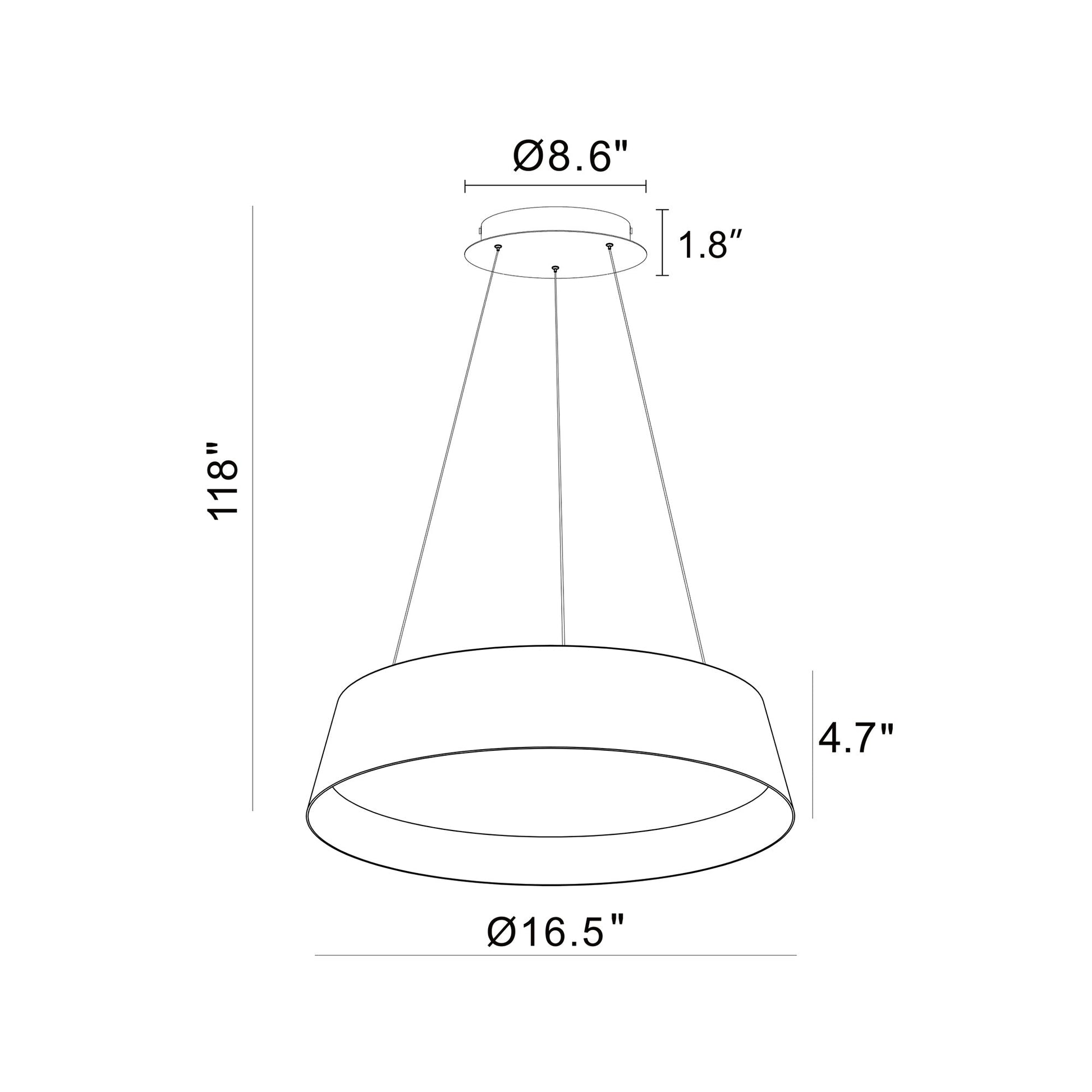 Toronto LED Pendant Light - line drawing.