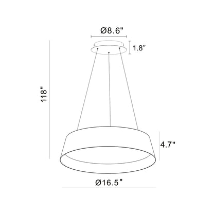 Toronto LED Pendant Light - line drawing.