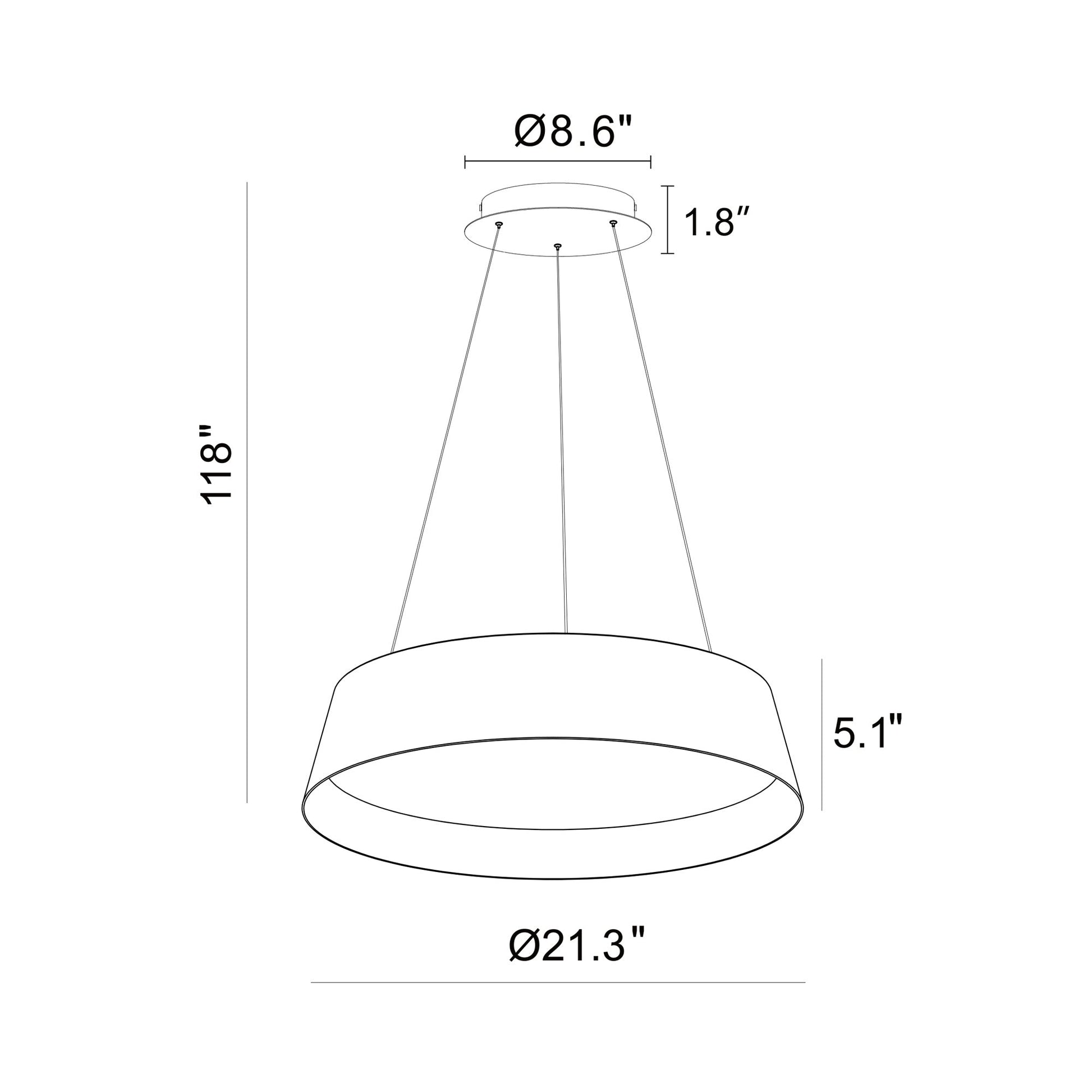 Toronto LED Pendant Light - line drawing.