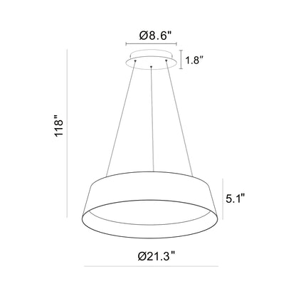 Toronto LED Pendant Light - line drawing.