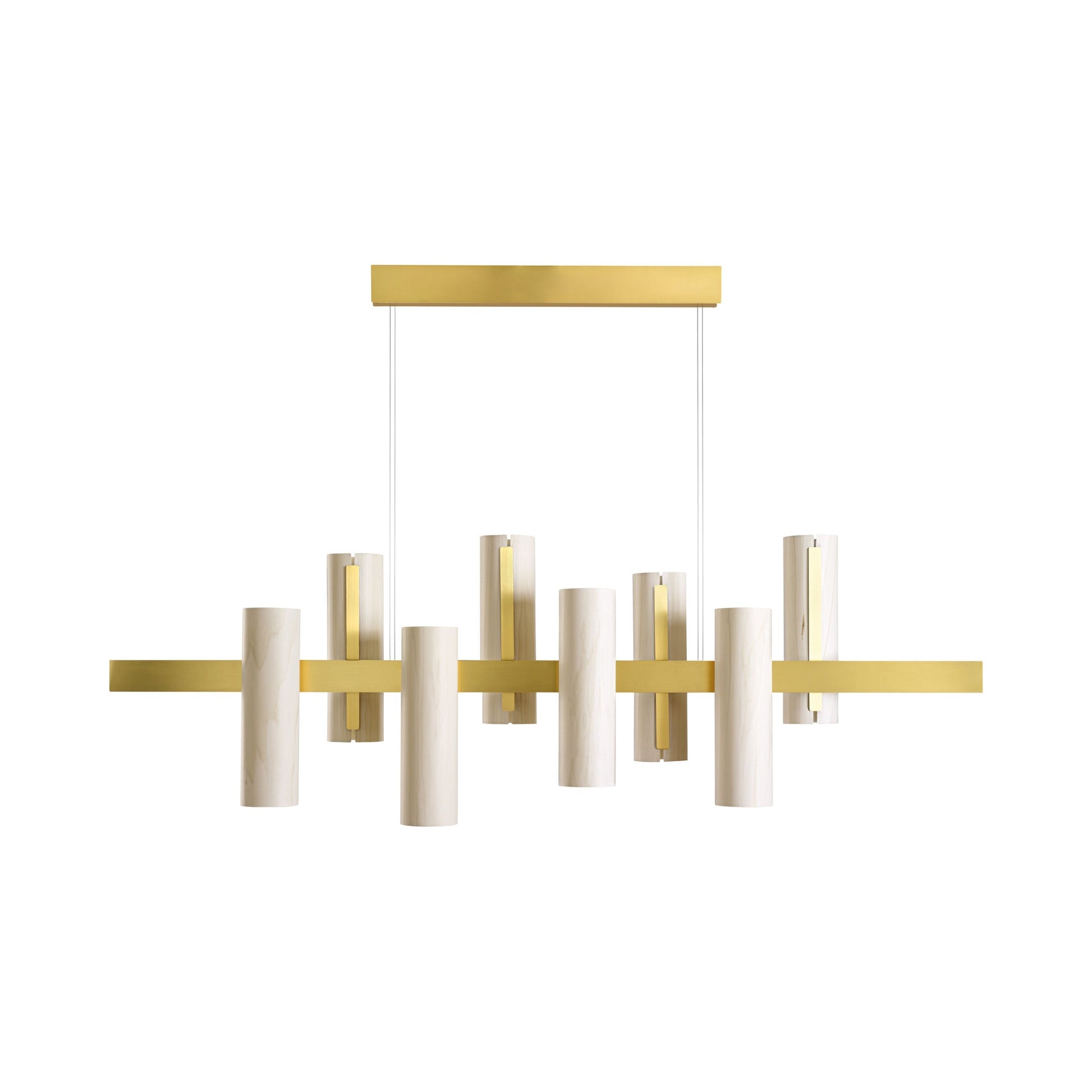 Black Note LED Linear Pendant Light in Ivory White/Gold.