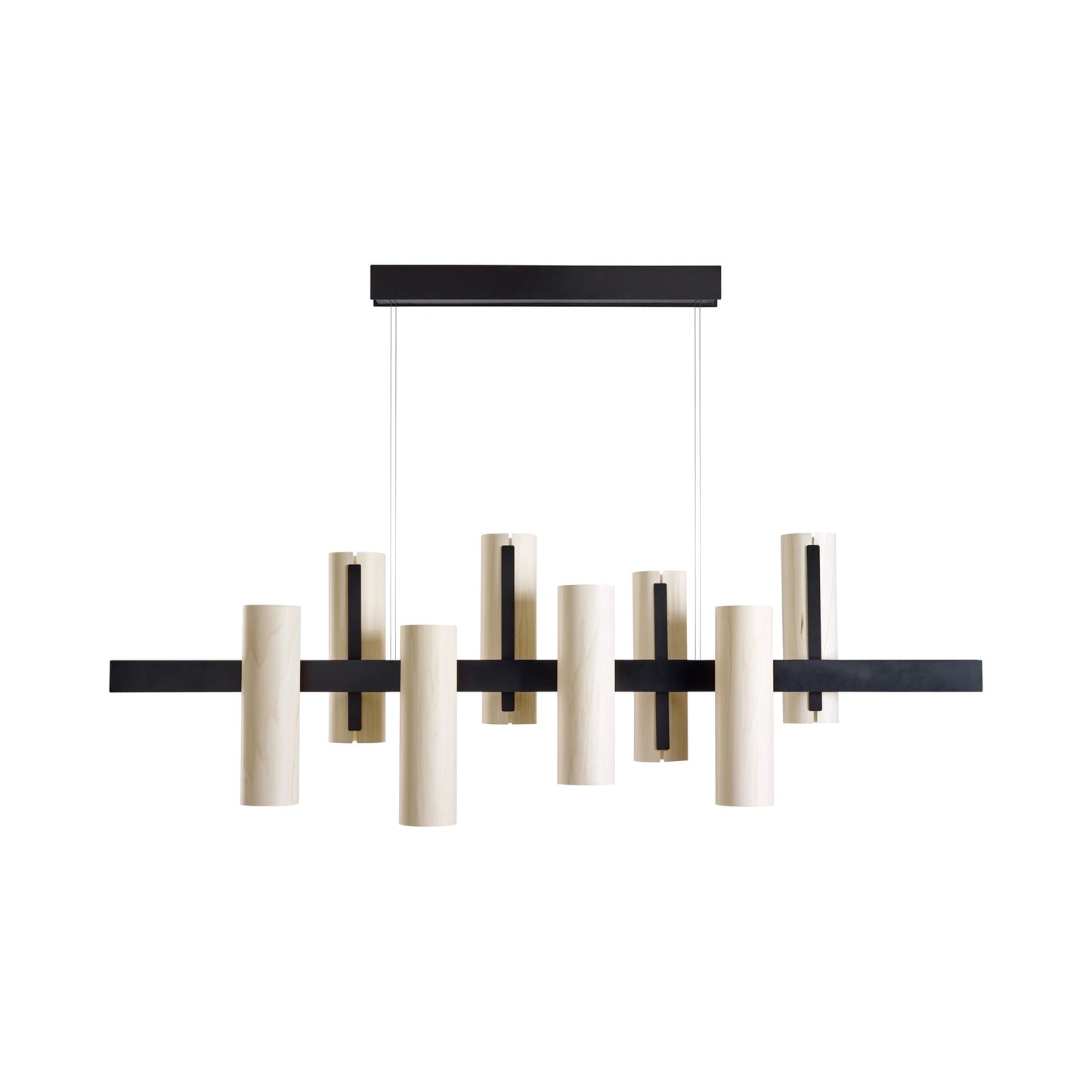 Black Note LED Linear Pendant Light in Ivory White/Matte Black.