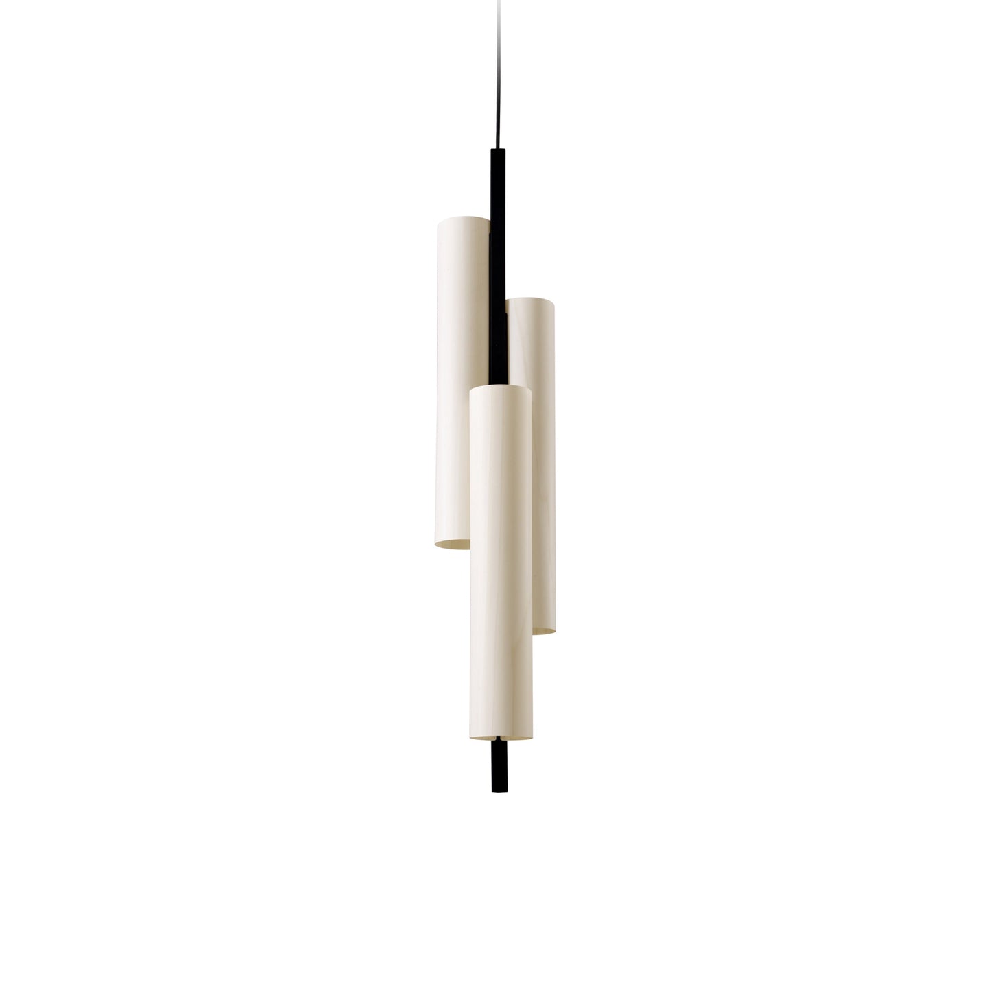 Black Note LED Triplet Pendant Light in Ivory White/Matte Black.